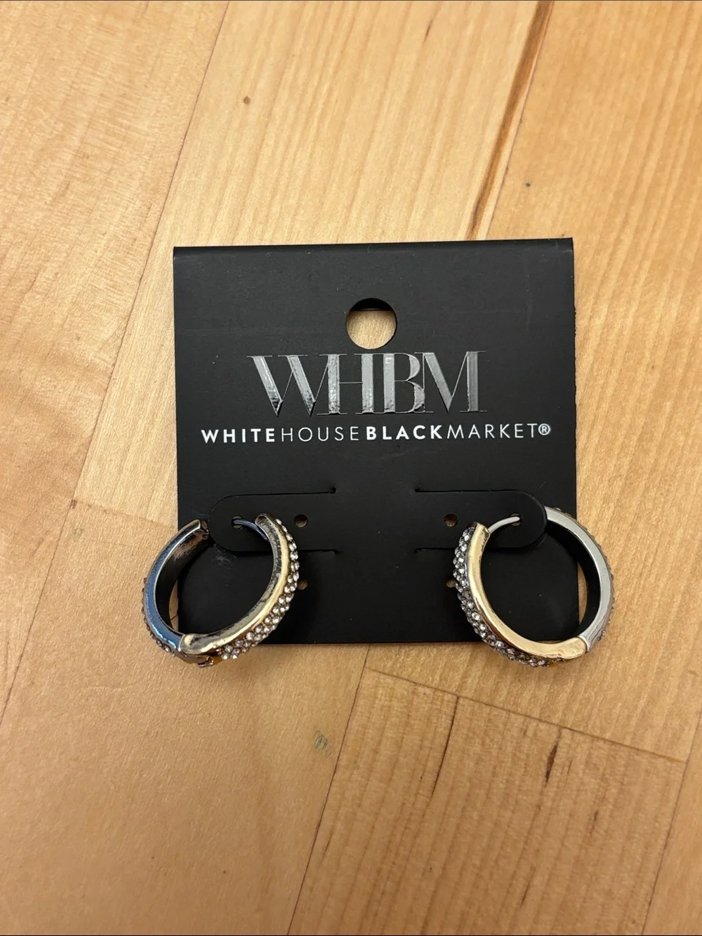 WHBM Reversible Small Pave Hoop Earrings NWT